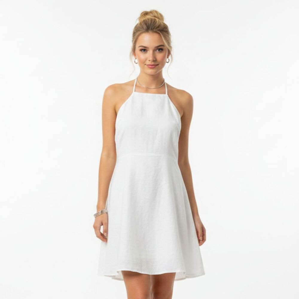 Gap 100% Linen White Sleeveless Summer Dress 10 NEW